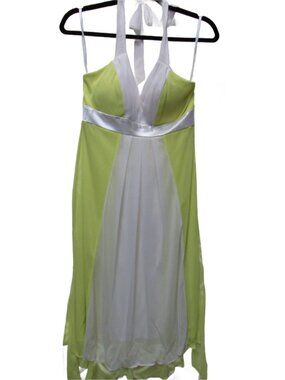 NWT Alyn Paige NY Yellow White Chiffon Halter Dress Medium